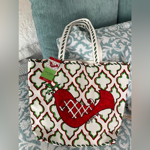 ❤️ NOV. 3 DAY SALE❤️NWT BRIGHTON. LOVE&JOY TOTE-LARGE OPEN CANVAS HOLIDAY BAG - Picture 1 of 9